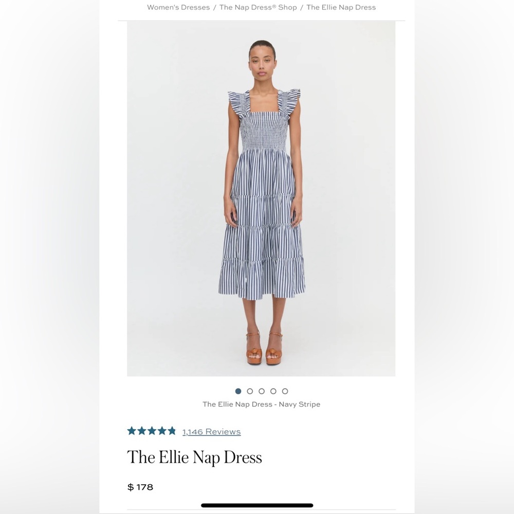 Hill House Ellie Dress in Navy Stripe - S